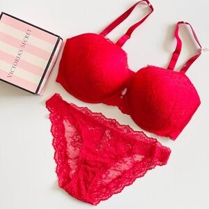 44DDD XXL Victoria’s Secret red lace bling bra set